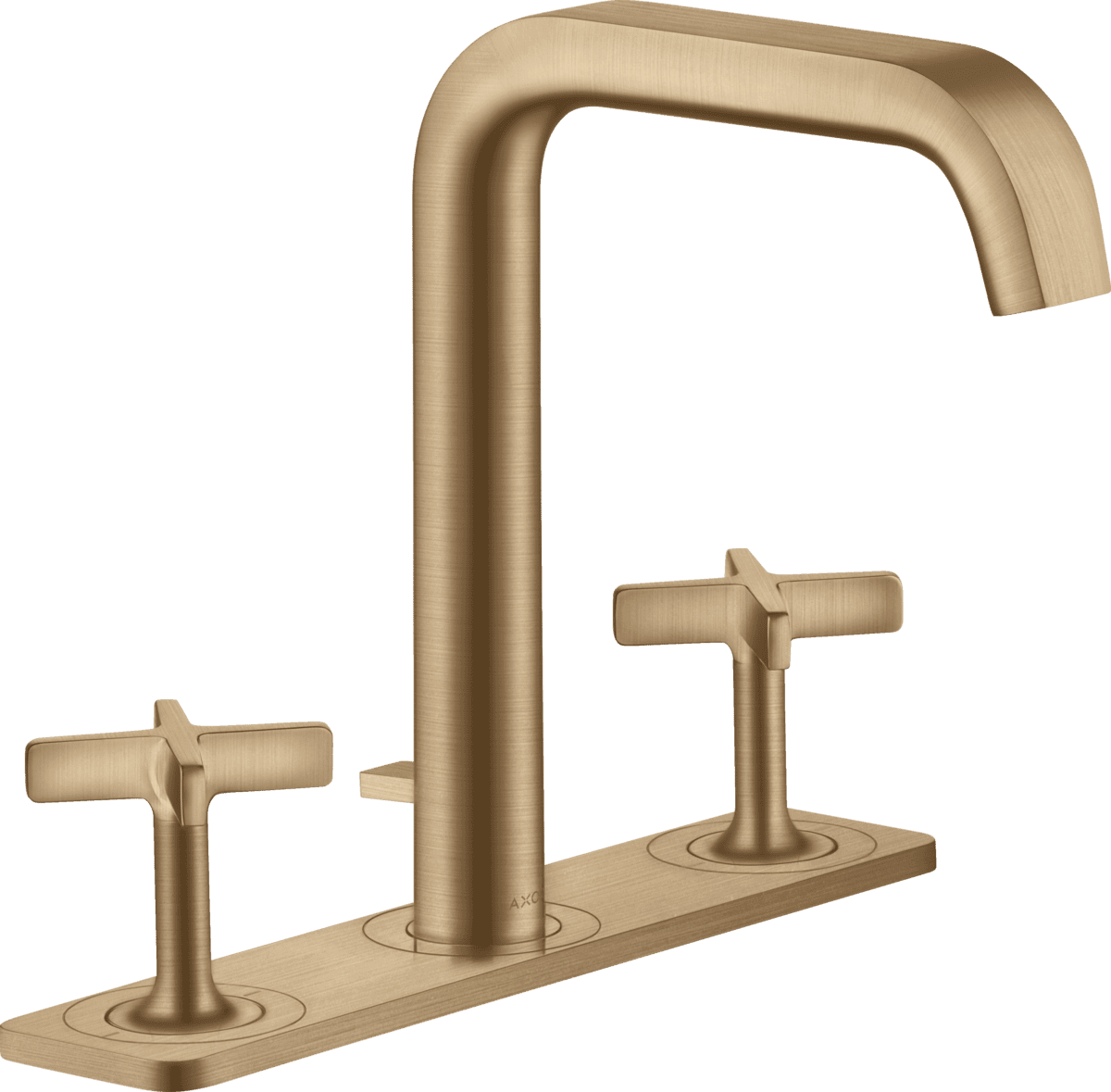 Picture of HANSGROHE AXOR Citterio E 3-hole basin mixer 170 with plate and pop-up waste set #36116140 - Brushed Bronze