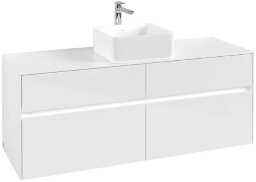 Obrázek VILLEROY BOCH Toaletní skříňka Collaro, s osvětlením, 4 výsuvy, 1400 x 548 x 500 mm, lesklá bílá / lesklá bílá #C045B0DH