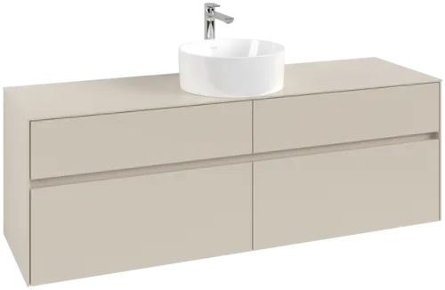 VILLEROY BOCH Collaro Vanity unit, with lighting, 4 pull-out compartments, 1600 x 548 x 500 mm, Cashmere Grey / Cashmere Grey #C049B0VN resmi