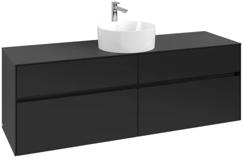 Picture of VILLEROY BOCH Collaro Vanity unit, with lighting, 4 pull-out compartments, 1600 x 548 x 500 mm, Volcano Black / Volcano Black #C049B0VL