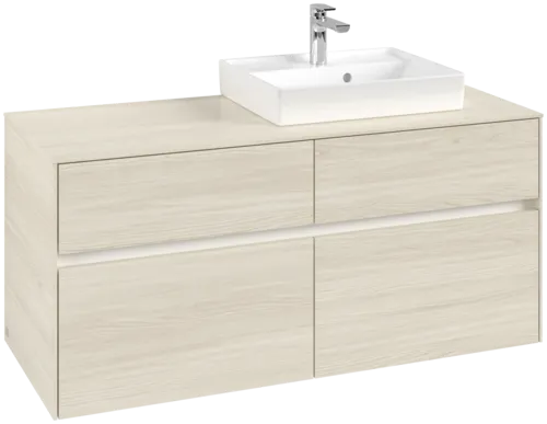 Picture of VILLEROY BOCH Collaro Vanity unit, with lighting, 4 pull-out compartments, 1200 x 548 x 500 mm, White Oak / White Oak #C072B0AA