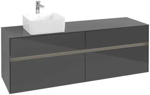 Picture of VILLEROY BOCH Collaro Vanity unit, with lighting, 4 pull-out compartments, 1600 x 548 x 500 mm, Glossy Grey / Glossy Grey #C050B0FP