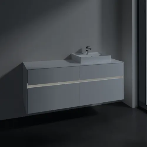 Picture of VILLEROY BOCH Collaro Vanity unit, with lighting, 4 pull-out compartments, 1400 x 548 x 500 mm, White Matt / White Matt #C075B0MS