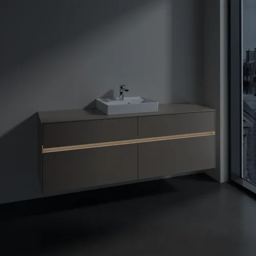 VILLEROY BOCH Collaro Waschbeckenunterschrank, mit Beleuchtung, 4 Auszüge, 1600 x 548 x 500 mm, Taupe / Taupe #C077B0VM, Bild 5