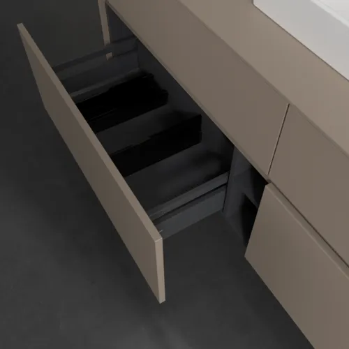 VILLEROY BOCH Collaro Waschbeckenunterschrank, mit Beleuchtung, 4 Auszüge, 1600 x 548 x 500 mm, Taupe / Taupe #C077B0VM, Bild 7