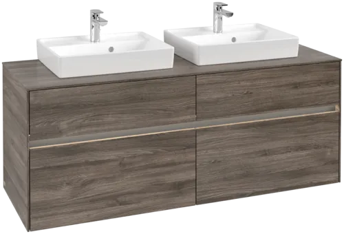 VILLEROY BOCH Collaro Vanity unit, with lighting, 4 pull-out compartments, 1400 x 548 x 500 mm, Stone Oak #C076B0RK resmi
