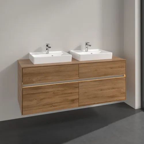 Bild von VILLEROY BOCH Collaro Waschbeckenunterschrank, mit Beleuchtung, 4 Auszüge, 1400 x 548 x 500 mm, Kansas Oak #C076B0RH