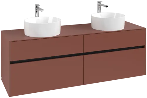 Picture of VILLEROY BOCH Collaro Vanity unit, with lighting, 4 pull-out compartments, 1600 x 548 x 500 mm, Wine Red / Wine Red #C052B0AH