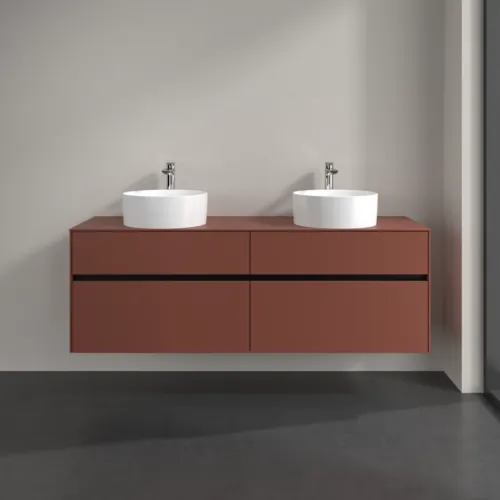 Bild von VILLEROY BOCH Collaro Waschbeckenunterschrank, mit Beleuchtung, 4 Auszüge, 1600 x 548 x 500 mm, Wine Red / Wine Red #C052B0AH