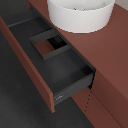 Bild von VILLEROY BOCH Collaro Waschbeckenunterschrank, mit Beleuchtung, 4 Auszüge, 1600 x 548 x 500 mm, Wine Red / Wine Red #C052B0AH