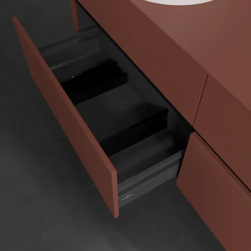Bild von VILLEROY BOCH Collaro Waschbeckenunterschrank, mit Beleuchtung, 4 Auszüge, 1600 x 548 x 500 mm, Wine Red / Wine Red #C052B0AH
