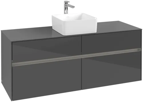 Obrázek VILLEROY BOCH Toaletní skříňka Collaro, s osvětlením, 4 výsuvy, 1400 x 548 x 500 mm, lesklá šedá / lesklá šedá #C045B0FP