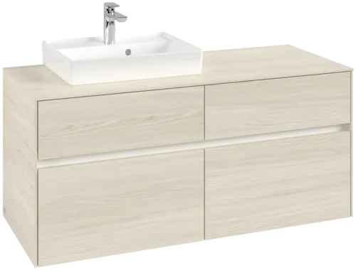 Picture of VILLEROY BOCH Collaro Vanity unit, with lighting, 4 pull-out compartments, 1200 x 548 x 500 mm, White Oak / White Oak #C071B0AA