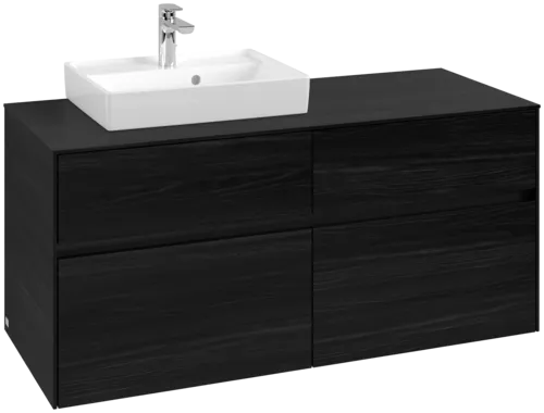 Picture of VILLEROY BOCH Collaro Vanity unit, with lighting, 4 pull-out compartments, 1200 x 548 x 500 mm, Black Oak / Black Oak #C071B0AB