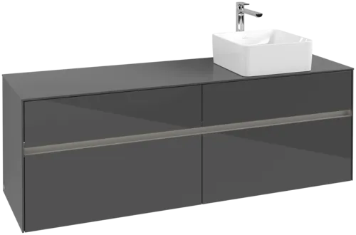 Picture of VILLEROY BOCH Collaro Vanity unit, with lighting, 4 pull-out compartments, 1600 x 548 x 500 mm, Glossy Grey / Glossy Grey #C051B0FP