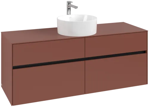 Picture of VILLEROY BOCH Collaro Vanity unit, with lighting, 4 pull-out compartments, 1400 x 548 x 500 mm, Wine Red / Wine Red #C045B0AH