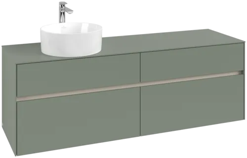VILLEROY BOCH Collaro Vanity unit, with lighting, 4 pull-out compartments, 1600 x 548 x 500 mm, Soft Green / Soft Green #C050B0AF resmi