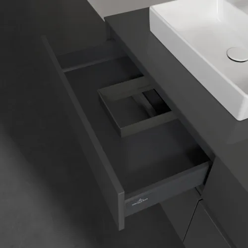 Bild von VILLEROY BOCH Collaro Waschbeckenunterschrank, mit Beleuchtung, 4 Auszüge, 1400 x 548 x 500 mm, Glossy Grey / Glossy Grey #C074B0FP