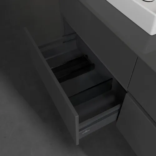 Bild von VILLEROY BOCH Collaro Waschbeckenunterschrank, mit Beleuchtung, 4 Auszüge, 1400 x 548 x 500 mm, Glossy Grey / Glossy Grey #C074B0FP