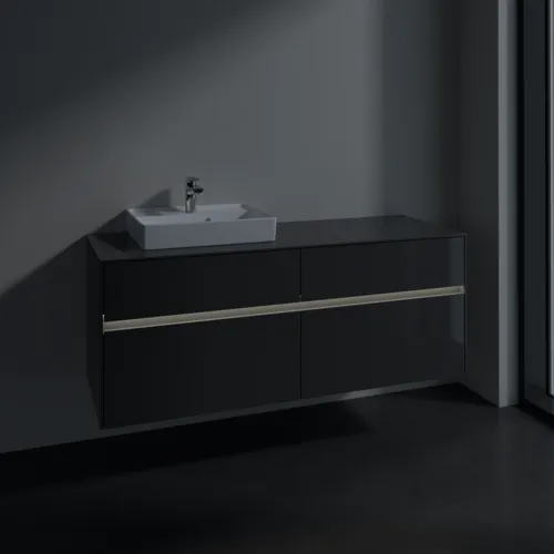 Bild von VILLEROY BOCH Collaro Waschbeckenunterschrank, mit Beleuchtung, 4 Auszüge, 1400 x 548 x 500 mm, Glossy Grey / Glossy Grey #C074B0FP