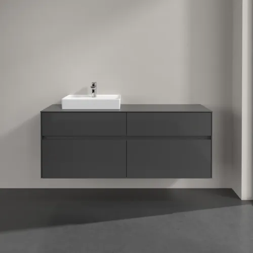Bild von VILLEROY BOCH Collaro Waschbeckenunterschrank, mit Beleuchtung, 4 Auszüge, 1400 x 548 x 500 mm, Glossy Grey / Glossy Grey #C074B0FP