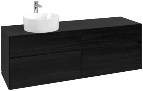 Picture of VILLEROY BOCH Collaro Vanity unit, with lighting, 4 pull-out compartments, 1600 x 548 x 500 mm, Black Oak / Black Oak #C050B0AB