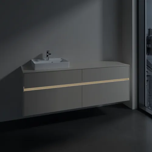 Bild von VILLEROY BOCH Collaro Waschbeckenunterschrank, mit Beleuchtung, 4 Auszüge, 1600 x 548 x 500 mm, Cashmere Grey / Cashmere Grey #C078B0VN