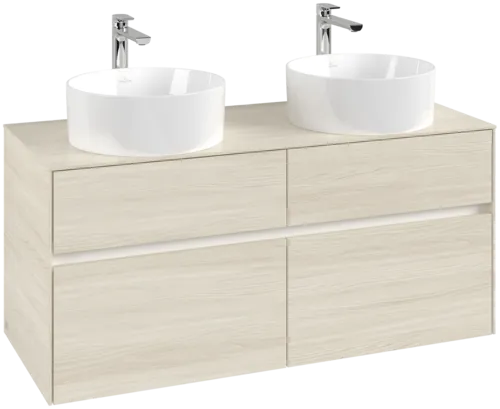 Picture of VILLEROY BOCH Collaro Vanity unit, with lighting, 4 pull-out compartments, 1200 x 548 x 500 mm, White Oak / White Oak #C044B0AA
