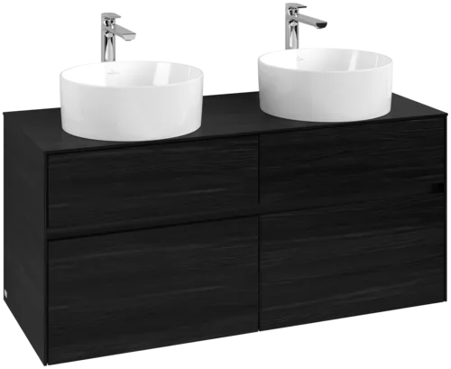 Picture of VILLEROY BOCH Collaro Vanity unit, with lighting, 4 pull-out compartments, 1200 x 548 x 500 mm, Black Oak / Black Oak #C044B0AB