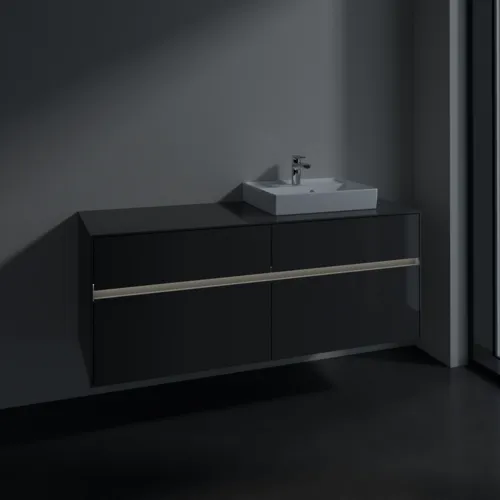 Bild von VILLEROY BOCH Collaro Waschbeckenunterschrank, mit Beleuchtung, 4 Auszüge, 1400 x 548 x 500 mm, Glossy Grey / Glossy Grey #C075B0FP