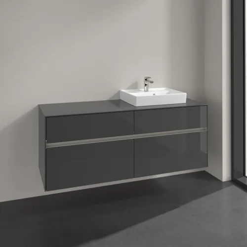 Bild von VILLEROY BOCH Collaro Waschbeckenunterschrank, mit Beleuchtung, 4 Auszüge, 1400 x 548 x 500 mm, Glossy Grey / Glossy Grey #C075B0FP