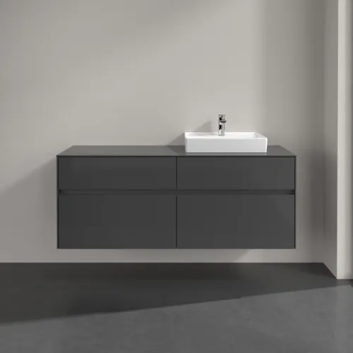 Bild von VILLEROY BOCH Collaro Waschbeckenunterschrank, mit Beleuchtung, 4 Auszüge, 1400 x 548 x 500 mm, Glossy Grey / Glossy Grey #C075B0FP