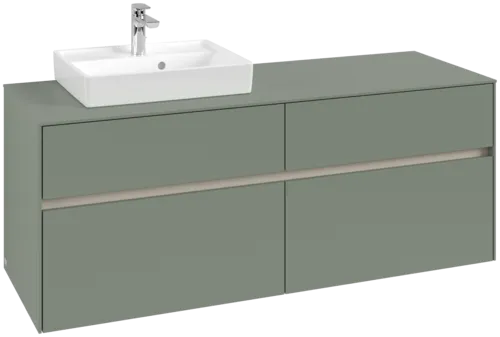 VILLEROY BOCH Collaro Vanity unit, with lighting, 4 pull-out compartments, 1400 x 548 x 500 mm, Soft Green / Soft Green #C074B0AF resmi