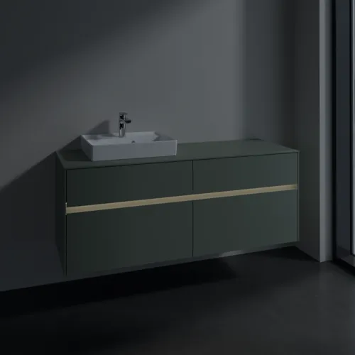 Obrázek VILLEROY BOCH Collaro Vanity unit, with lighting, 4 pull-out compartments, 1400 x 548 x 500 mm, Soft Green / Soft Green #C074B0AF