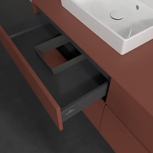 Bild von VILLEROY BOCH Collaro Waschbeckenunterschrank, mit Beleuchtung, 4 Auszüge, 1400 x 548 x 500 mm, Wine Red / Wine Red #C074B0AH