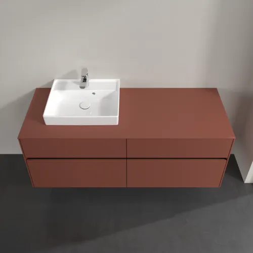 Bild von VILLEROY BOCH Collaro Waschbeckenunterschrank, mit Beleuchtung, 4 Auszüge, 1400 x 548 x 500 mm, Wine Red / Wine Red #C074B0AH