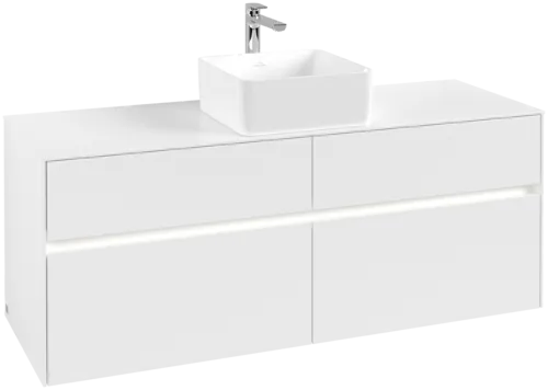Obrázek VILLEROY BOCH Toaletní skříňka Collaro, s osvětlením, 4 výsuvy, 1400 x 548 x 500 mm, bílá matná / bílá matná #C045B0MS