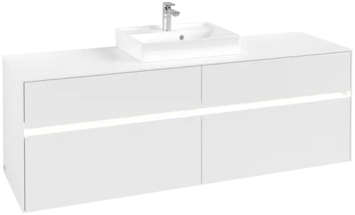 Picture of VILLEROY BOCH Collaro Vanity unit, with lighting, 4 pull-out compartments, 1600 x 548 x 500 mm, White Matt / White Matt #C077B0MS
