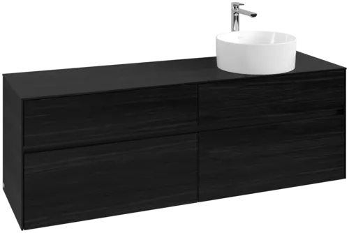 Picture of VILLEROY BOCH Collaro Vanity unit, with lighting, 4 pull-out compartments, 1600 x 548 x 500 mm, Black Oak / Black Oak #C051B0AB