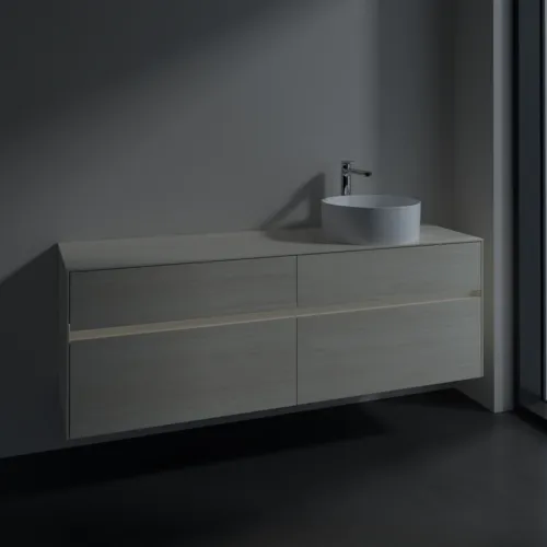 Bild von VILLEROY BOCH Collaro Waschbeckenunterschrank, mit Beleuchtung, 4 Auszüge, 1600 x 548 x 500 mm, White Oak / White Oak #C051B0AA