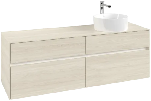 Picture of VILLEROY BOCH Collaro Vanity unit, with lighting, 4 pull-out compartments, 1600 x 548 x 500 mm, White Oak / White Oak #C051B0AA