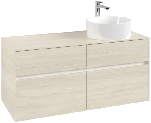 Picture of VILLEROY BOCH Collaro Vanity unit, with lighting, 4 pull-out compartments, 1200 x 548 x 500 mm, White Oak / White Oak #C043B0AA