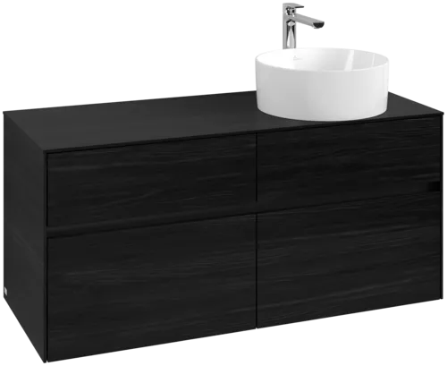Picture of VILLEROY BOCH Collaro Vanity unit, with lighting, 4 pull-out compartments, 1200 x 548 x 500 mm, Black Oak / Black Oak #C043B0AB