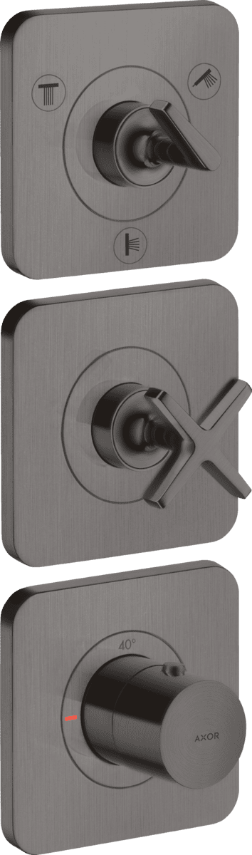 HANSGROHE AXOR Citterio E Thermostatmodul 380/120 Unterputz für 3 Verbraucher mit Rosetten #36704340 - Brushed Black Chrome