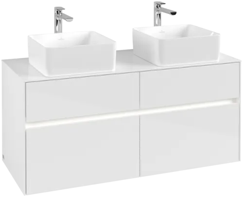Obrázek VILLEROY BOCH Collaro toaletní skříňka, s osvětlením, 4 výsuvy, 1200 x 548 x 500 mm, lesklá bílá / lesklá bílá #C044B0DH