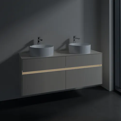 Bild von VILLEROY BOCH Collaro Waschbeckenunterschrank, mit Beleuchtung, 4 Auszüge, 1400 x 548 x 500 mm, Cashmere Grey / Cashmere Grey #C048B0VN