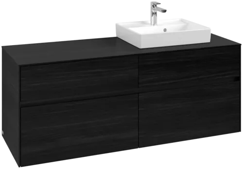 Picture of VILLEROY BOCH Collaro Vanity unit, with lighting, 4 pull-out compartments, 1400 x 548 x 500 mm, Black Oak / Black Oak #C075B0AB