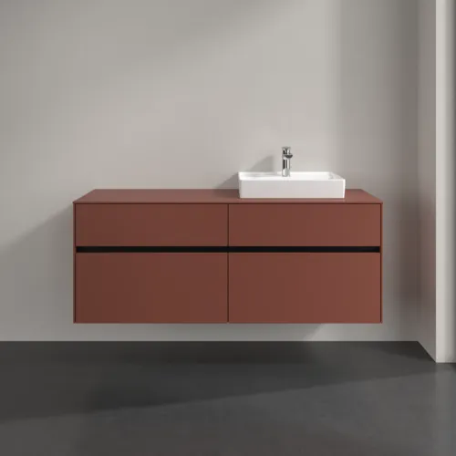 Bild von VILLEROY BOCH Collaro Waschbeckenunterschrank, mit Beleuchtung, 4 Auszüge, 1400 x 548 x 500 mm, Wine Red / Wine Red #C075B0AH