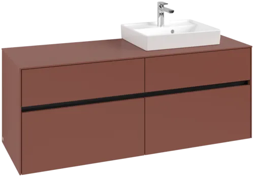 Picture of VILLEROY BOCH Collaro Vanity unit, with lighting, 4 pull-out compartments, 1400 x 548 x 500 mm, Wine Red / Wine Red #C075B0AH