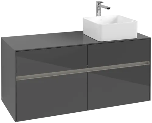 Obrázek VILLEROY BOCH Collaro toaletní skříňka, s osvětlením, 4 výsuvy, 1200 x 548 x 500 mm, lesklá šedá / lesklá šedá #C043B0FP